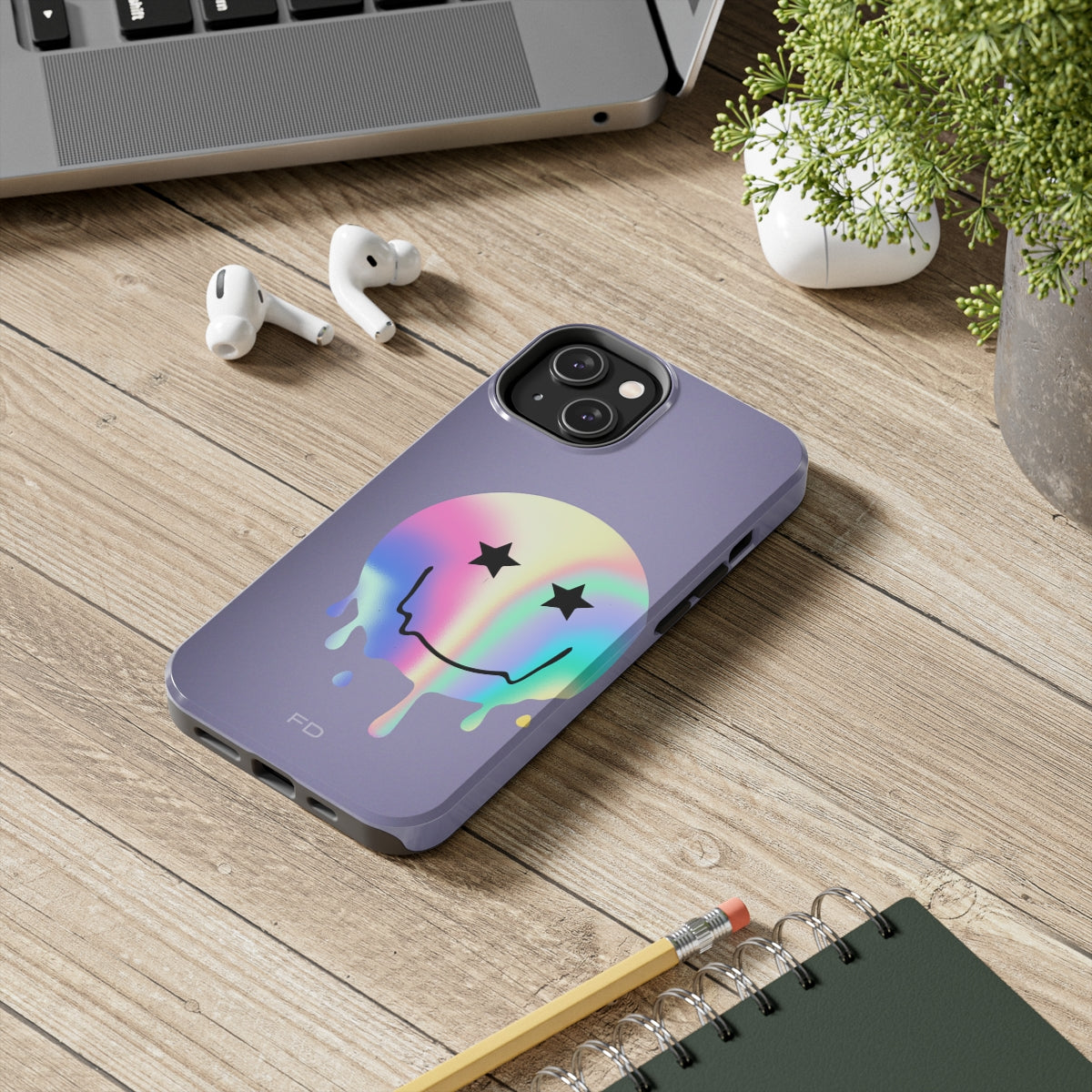 Happy Face with Stars Tough iPhone Case with Wireless Charging
