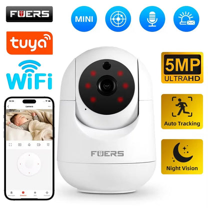 FUERS 5MP WiFi Indoor Camera – AI Tracking, Color Night Vision, Tuya Smart Compatible
