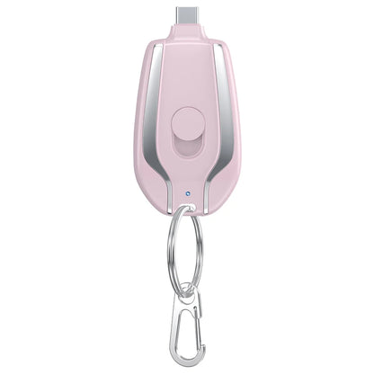 Portable Keychain Charger 1500mAh Wireless Mini Battery Pack Fast Charging Backup Power Bank Type-C For iPhone Android Devices