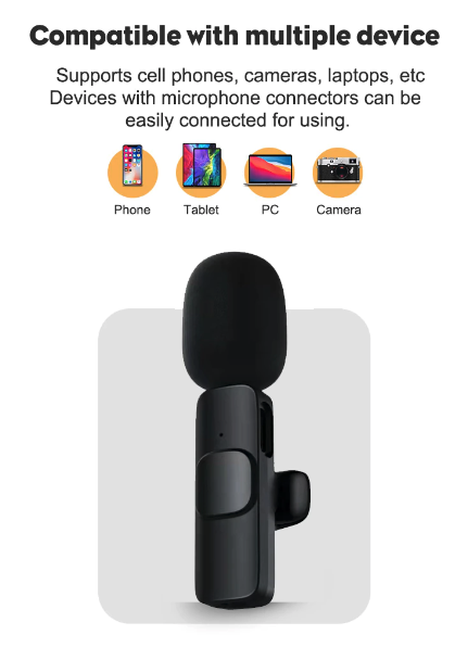Lavalier Microphone Wireless Audio Video Recording Mini Mic For