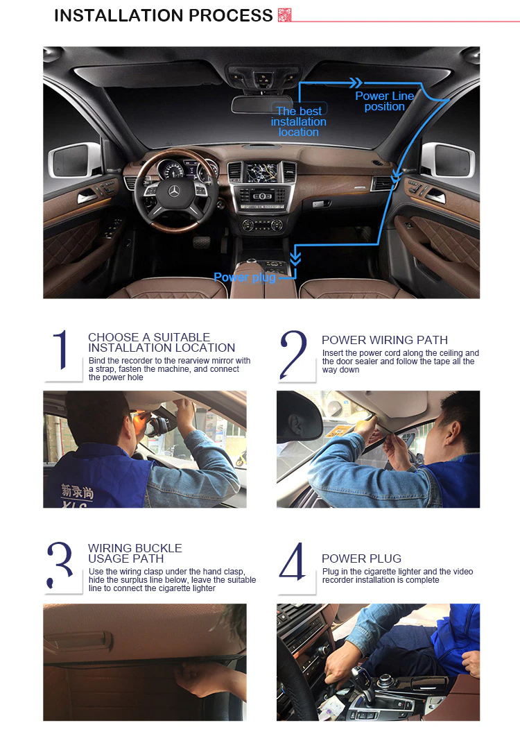 2.7" 1080P Dual Dash Cam with Night Vision & G Sensor