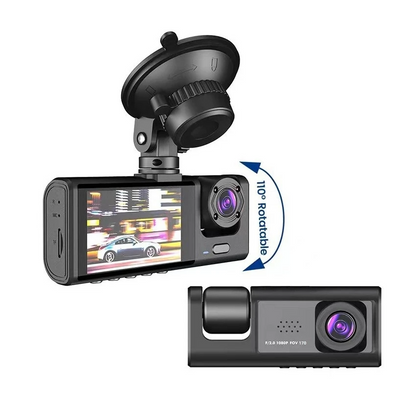 1080P Triple Lens Dash Cam with Front, Rear & Cabin Cameras