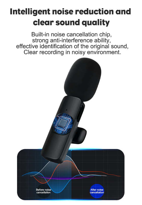 Lavalier Microphone Wireless Audio Video Recording Mini Mic For