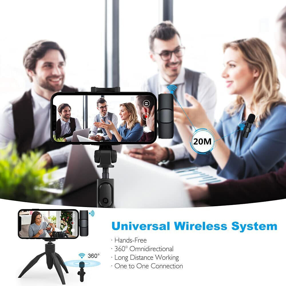 Lavalier Microphone Wireless Audio Video Recording Mini Mic For