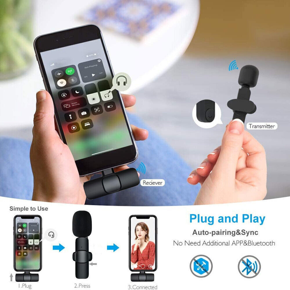 Lavalier Microphone Wireless Audio Video Recording Mini Mic For