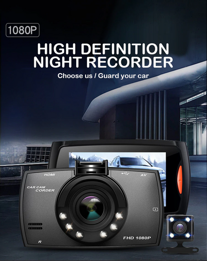 2.7" 1080P Dual Dash Cam with Night Vision & G Sensor