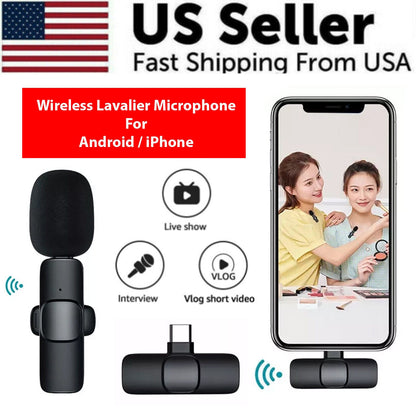 Lavalier Microphone Wireless Audio Video Recording Mini Mic For