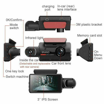 1080P Dual Dash Cam with Front and Rear Cameras