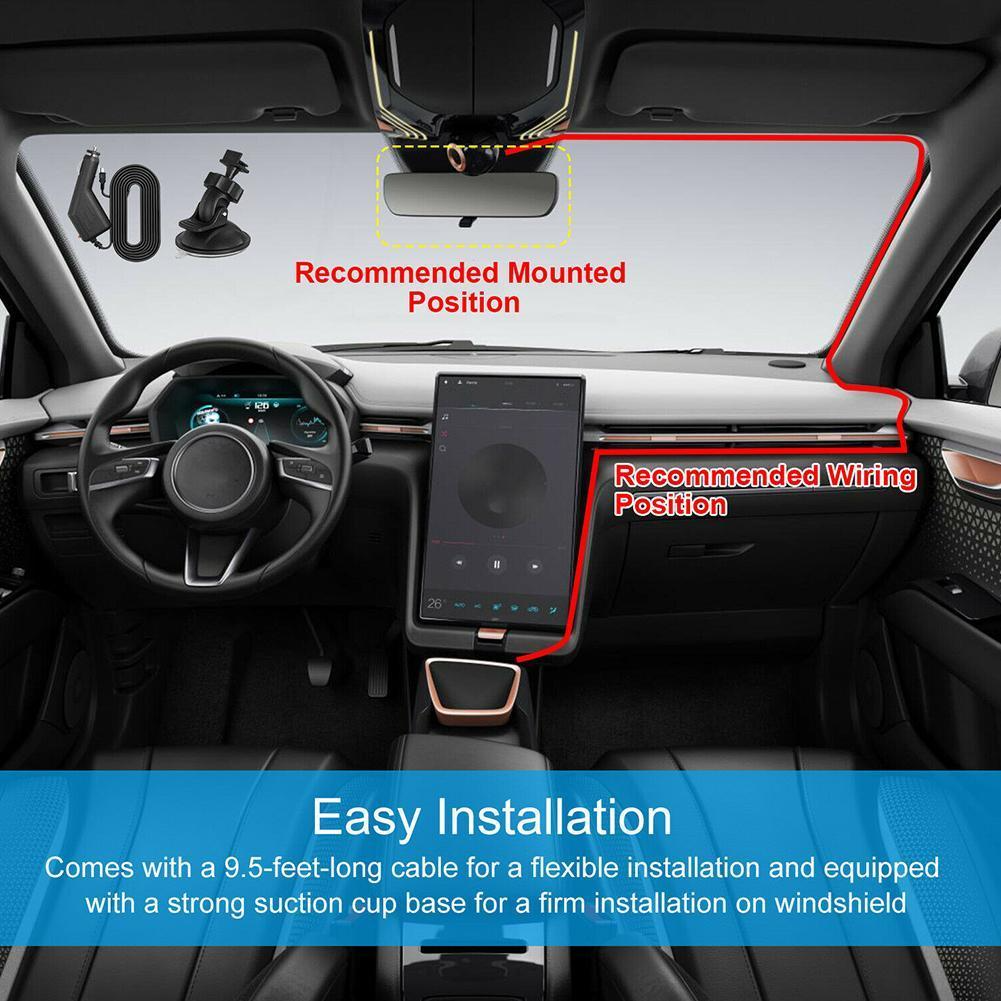 2.7" 1080P Dual Dash Cam with Night Vision & G Sensor