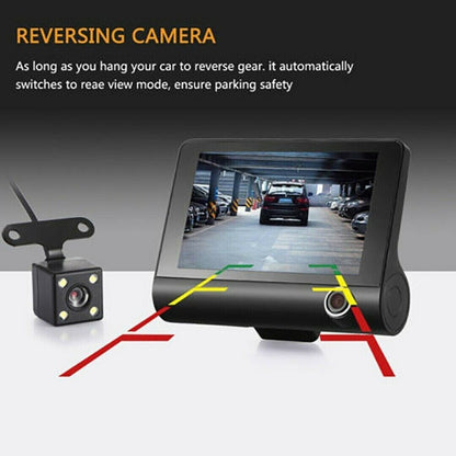 1080P 4" Dual Lens HD Dash Cam with Rearview Camera, G Sensor, and Night Vision
