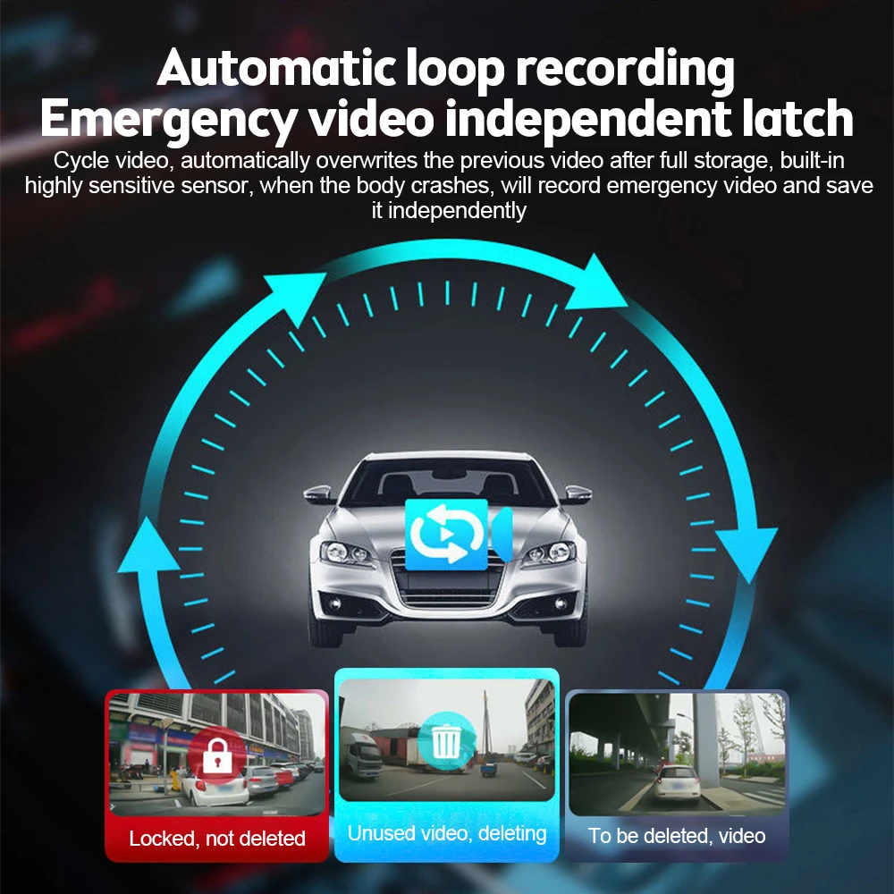 2.7" 1080P Dual Dash Cam with Night Vision & G Sensor