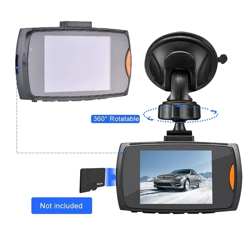 2.7" 1080P Dual Dash Cam with Night Vision & G Sensor