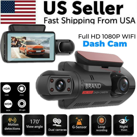 1080P Dual Dash Cam with Front and Rear Cameras