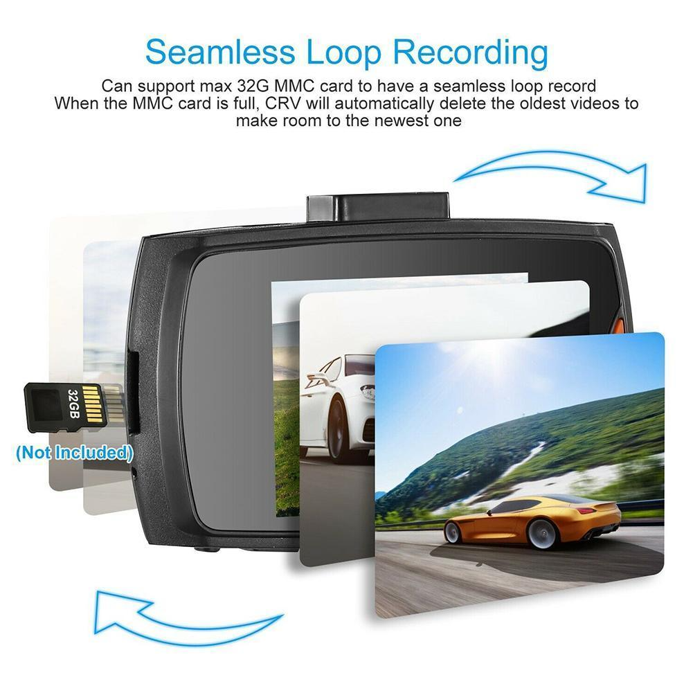 2.7" 1080P Dual Dash Cam with Night Vision & G Sensor