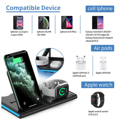 4 in 1 Magnetic Tile Wireless Charging Station for iPhone, AirPods, and Apple Watch
