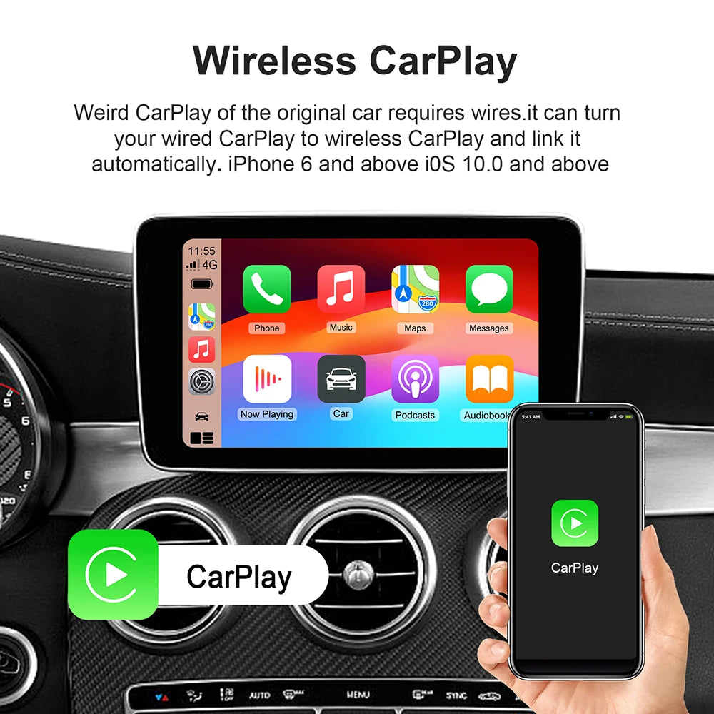 LEXXSON 3-in-1 CarPlay AI Box – Android 13, Wireless Android Auto, USB TV Adapter