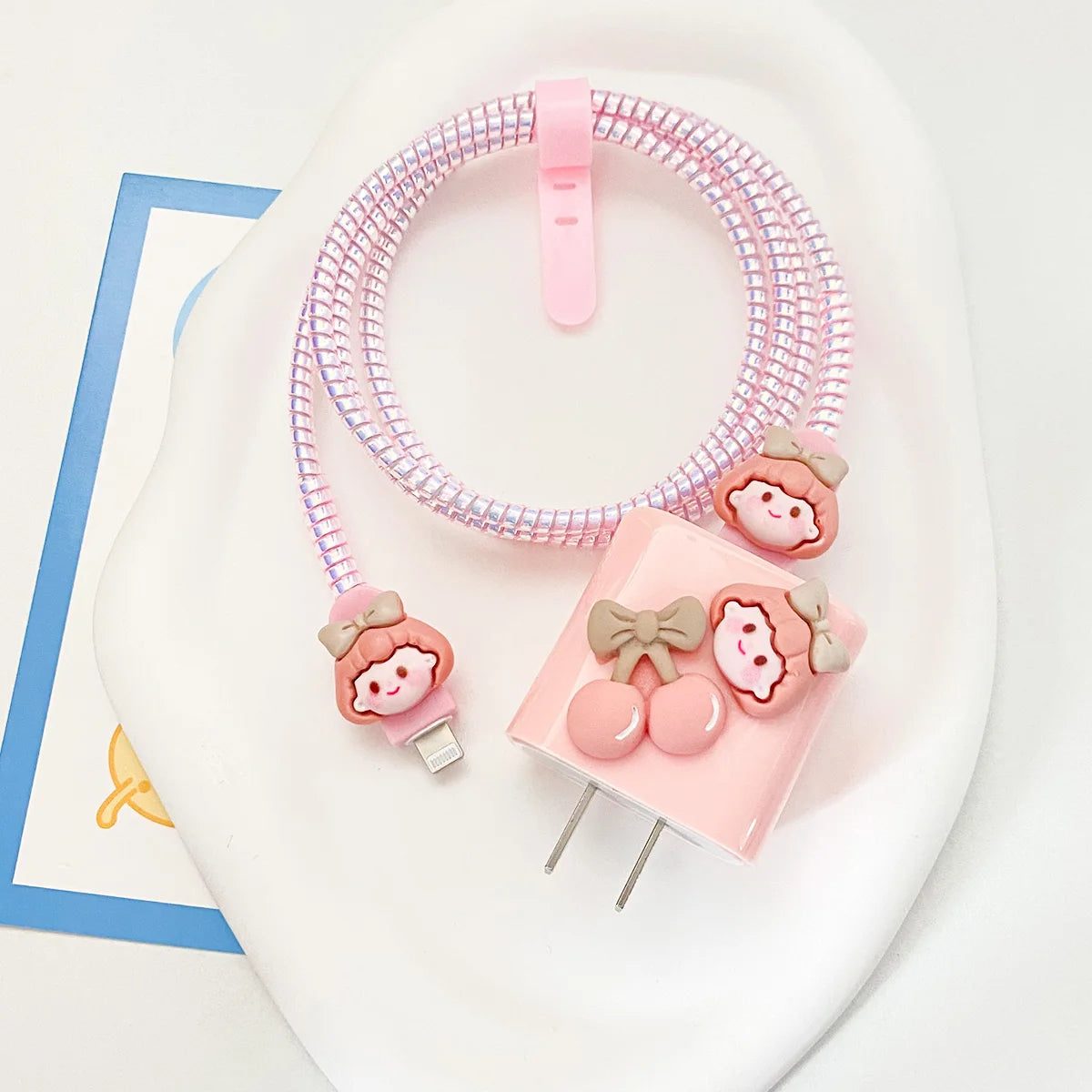 Changeable Charging Head Protective Cover Pink Lightweight Charger Protector For Iphone Portable Cute Mobile Phone Charger Cover