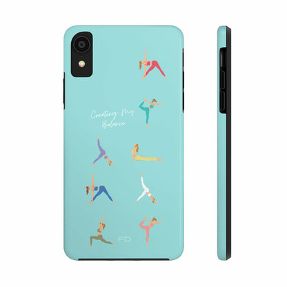 Yoga Poses Blue Tough iPhone Case with Wireless Charging Support