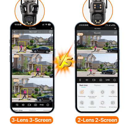 4K Dual-Lens Outdoor WiFi Camera – AI Human Detection, PTZ, IP66 Waterproof, iCSee App