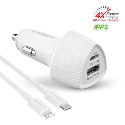 HyperGear 25W PD Fast Car Charger Kit with USB C Cable