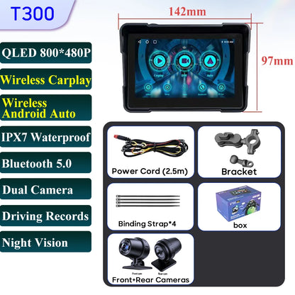 5 Inch Motorcycle Carplay GPS Waterproof Android Auto For Moto Multimedia Digital Dashboard Display Screen Dash Cam Monitor Bike