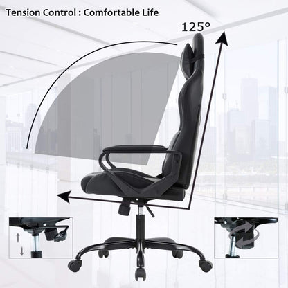 Blue High Back Ergonomic Gaming Chair With Lumbar Support
