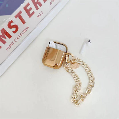 Elegant Gold Heart Chain AirPods Case