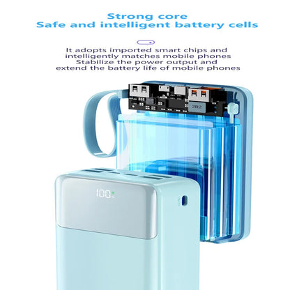 50000mAh Power Bank Large Capacity Mobile Power Fast Charging Multi Port Digital Display With 4 Cables For iPhone Samsung Xiaomi