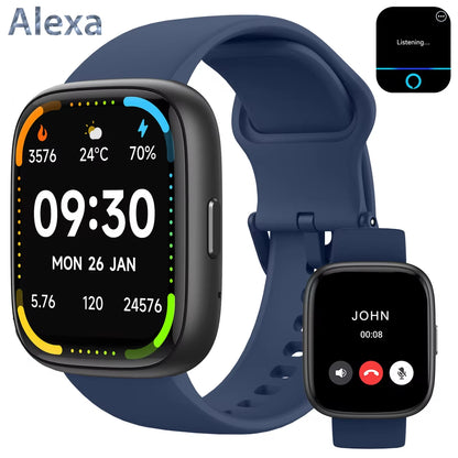 Alexa Smart watch, wireless calling /dial, calling reminder and rejection, SMS reminder, Custom Wallpaper, /Andriod