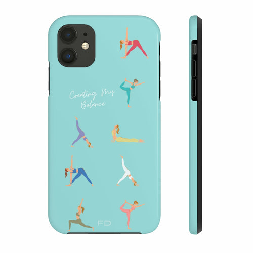 Yoga Poses Blue Tough iPhone Case with Wireless Charging Support