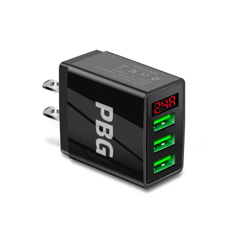 3-Port USB Quick Wall Charger with LED Display
