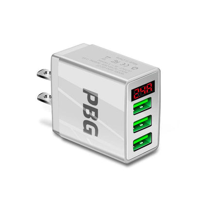 3-Port USB Quick Wall Charger with LED Display