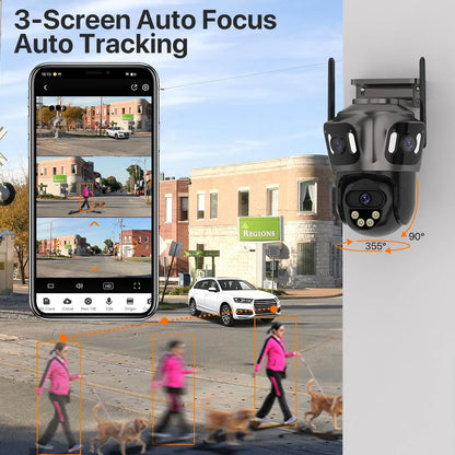 4K Dual-Lens Outdoor WiFi Camera – AI Human Detection, PTZ, IP66 Waterproof, iCSee App