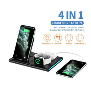 4 in 1 Magnetic Tile Wireless Charging Station for iPhone, AirPods, and Apple Watch