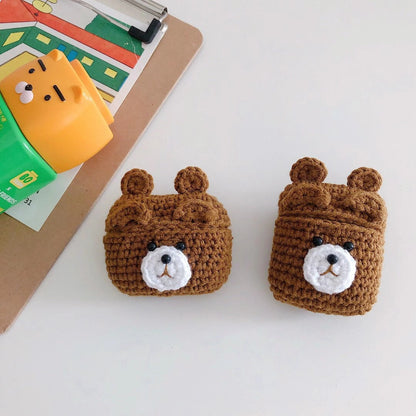 Cozy & Adorable Fluffy Brown Bear Bluetooth Earphone Cover