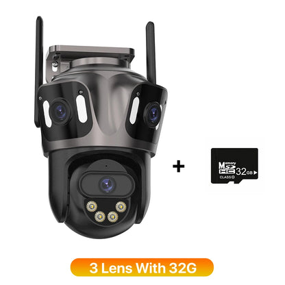 4K Dual-Lens Outdoor WiFi Camera – AI Human Detection, PTZ, IP66 Waterproof, iCSee App