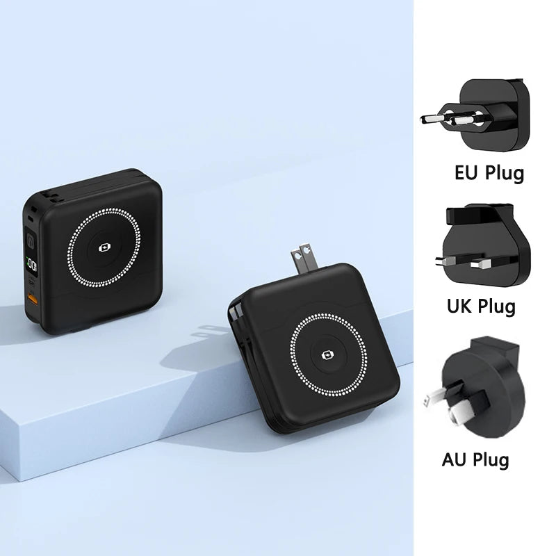 6 in 1 15W Magnetic Wireless Power Bank 22.5W Fast Charging Wall Charger for iPhone iwatch Samsung Powerbank with AC Plug Cable