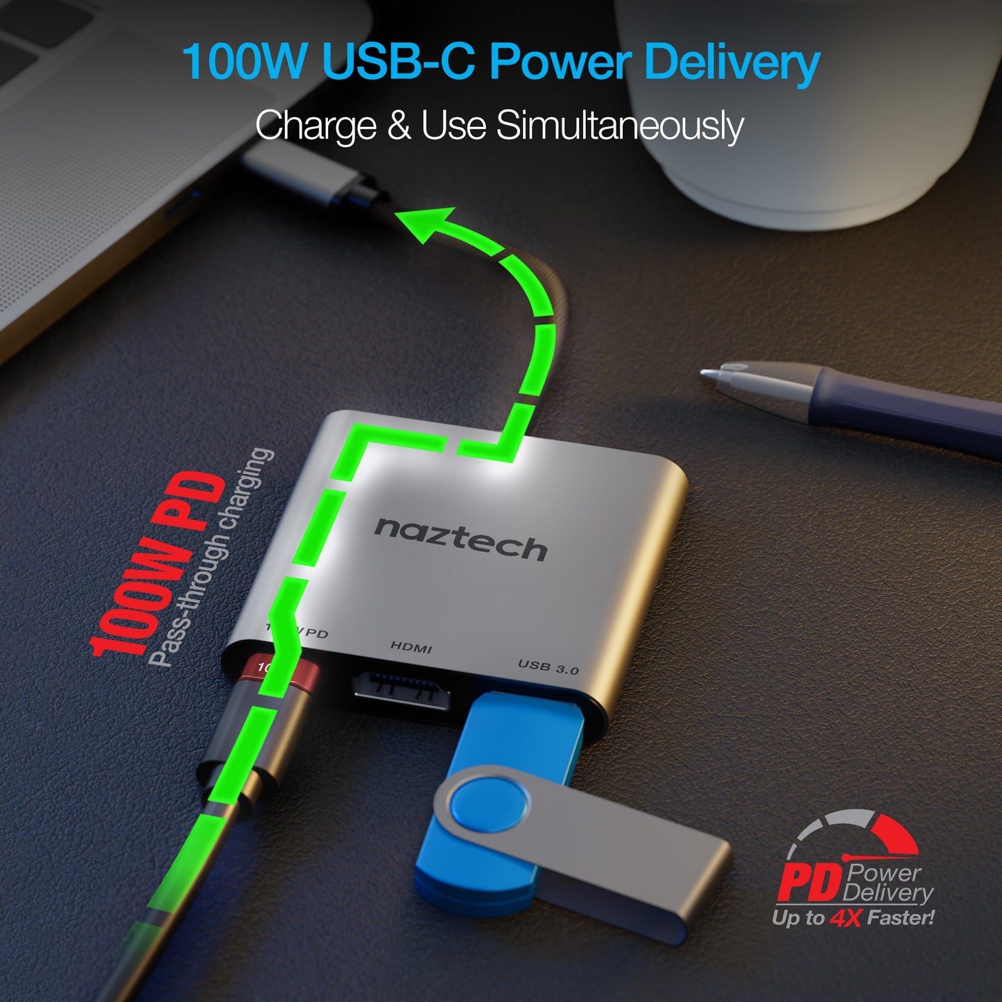 Naztech MaxDrive 3100W Portable USB-C Hub (15598-HYP)