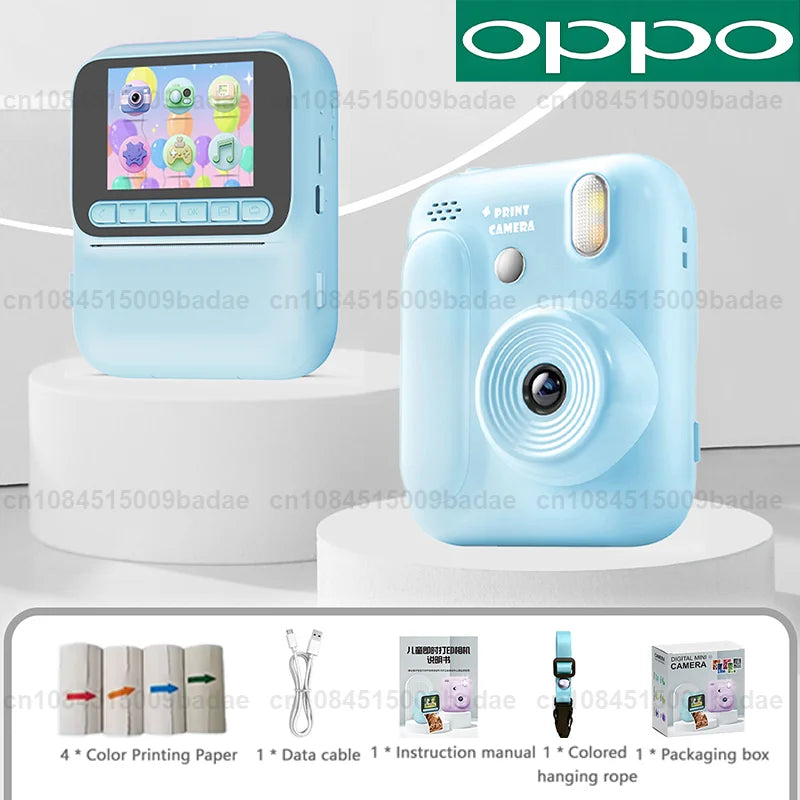 OPPO Kids Instant Camera – 1080P Video, Thermal Print, 32GB, Games & Music