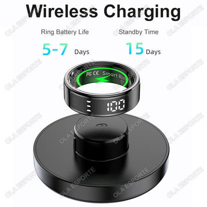 2025 Display Screen Smart Ring With Wireless Charging Health Monitor Smartring Sports Fitness Tracker IP68 5ATM Waterproof Rings