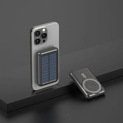 10000mAh Magsafe Power Bank Magnetic Wireless Solar Poverbank for IPhone Huawei Samsung Xiaomi Solar Charging Portable Powerbank