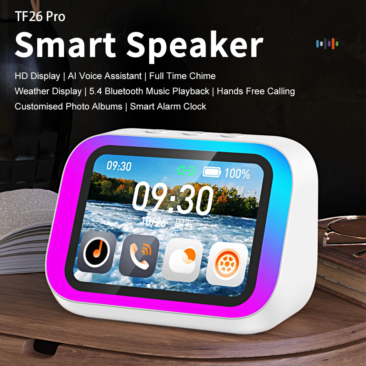 AI Smart Bluetooth 5.4 Speaker with HD Touch Display