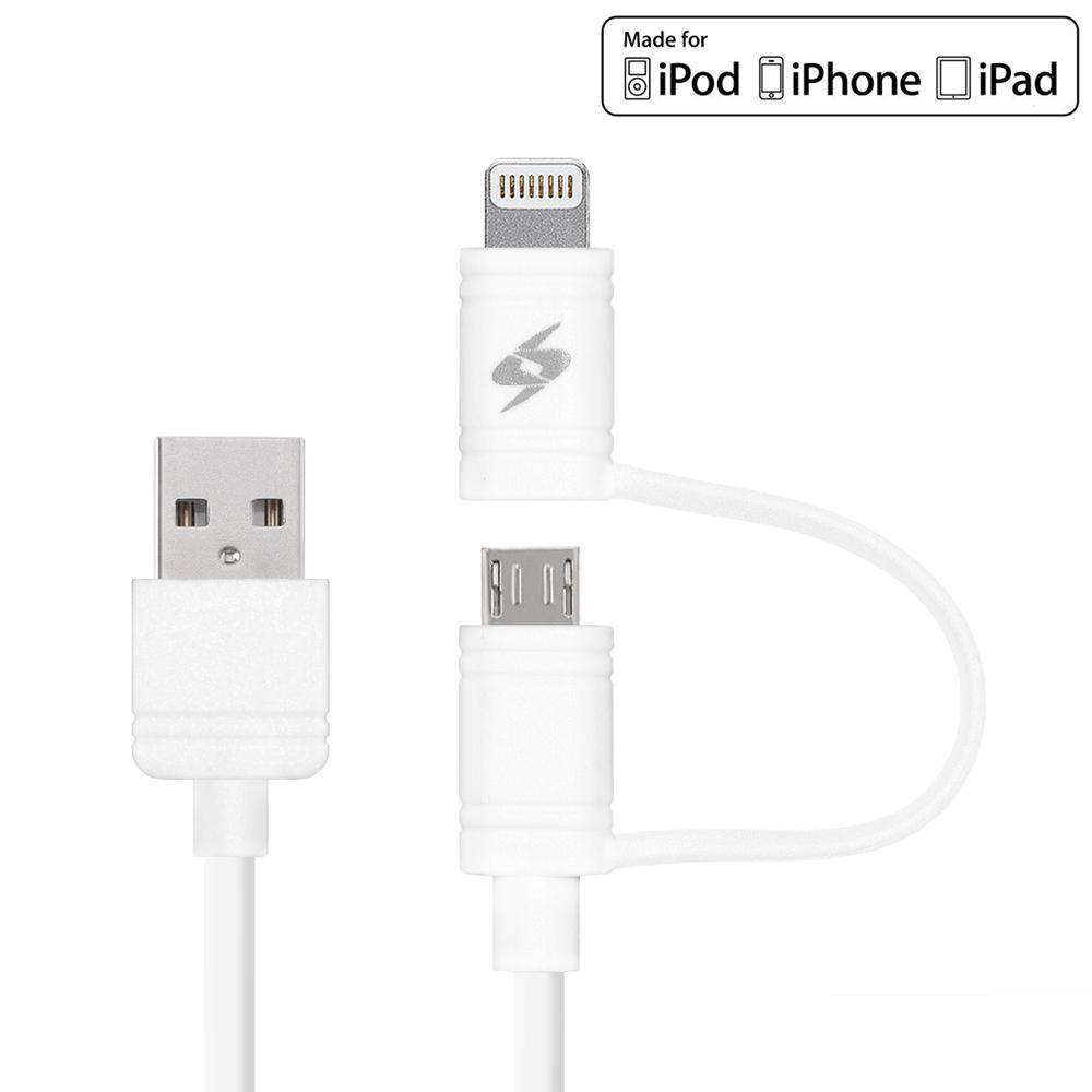 Amzer Apple MFi Certified 2-1 Sync & Charge Lightning cable with micro