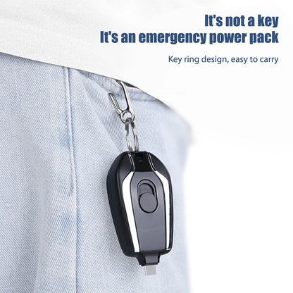 Portable Keychain Charger 1500mAh Wireless Mini Battery Pack Fast Charging Backup Power Bank Type-C For iPhone Android Devices