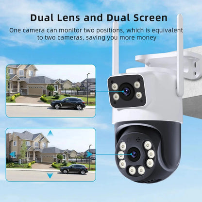 8MP 4K iCSee WiFi Camera PTZ Dual Screens Auto Tracking Night Vision CCTV Surveillance Camera Outdoor 6MP Security IP Camera