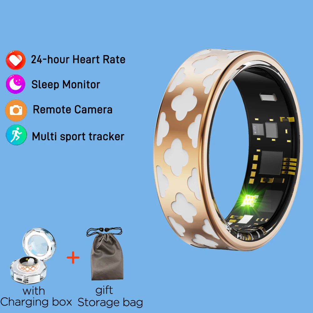 Women Smart Ring Heart Rate IP68 Waterproof Intelligent Female Luxury Health Monitor Fashion Rings Festival Gifts For Ladies