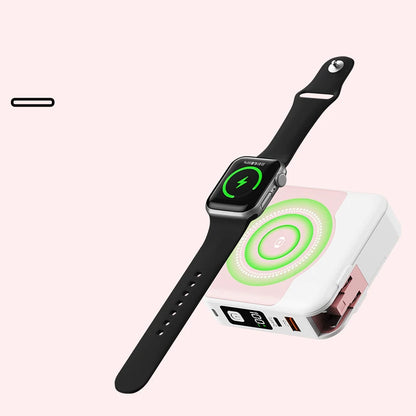 6 in 1 15W Magnetic Wireless Power Bank 22.5W Fast Charging Wall Charger for iPhone iwatch Samsung Powerbank with AC Plug Cable