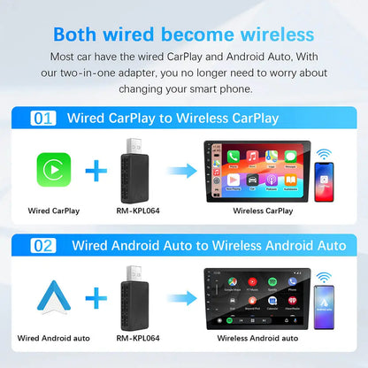 2-in-1 AI Car Adapter – Wired to Wireless CarPlay & Android Auto, WiFi Smart Dongle, Plug & Play