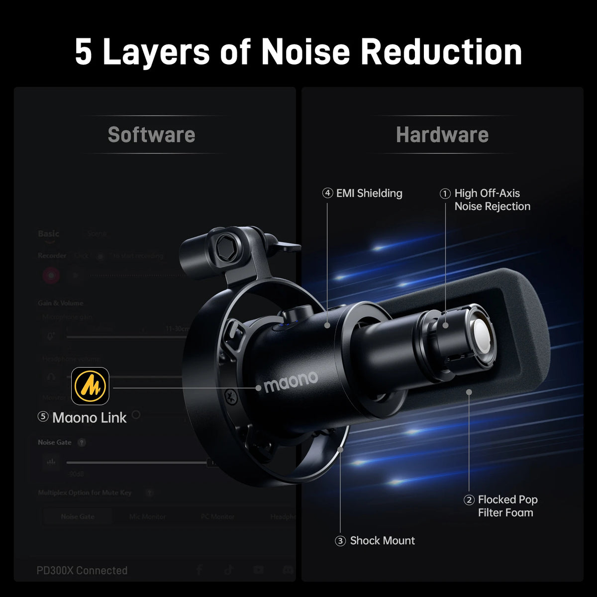 MAONO PD300X Dynamic Microphone XLR USB Podcast Microphone