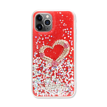 Love Heart Crystal Glitter Jewel Case for iPhone